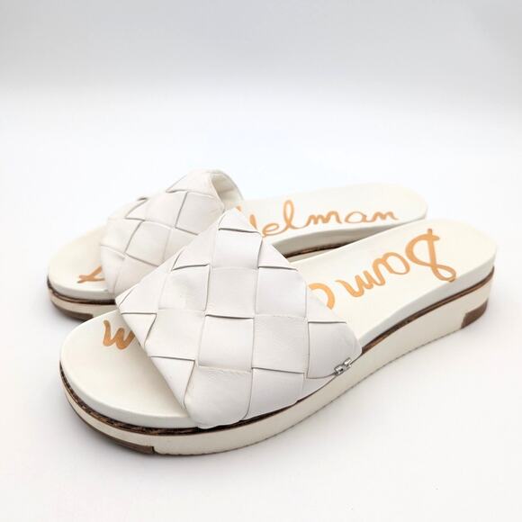 Sam Edelman Adaley Slide Sandal Women's Leather White Size US9M EU39 - Picture 1 of 11